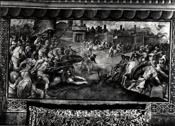 Karel V. (1500-58) Proti luteránům (freska) (černobílá fotografie) od Francesco de Rossi Salviati Cecchino