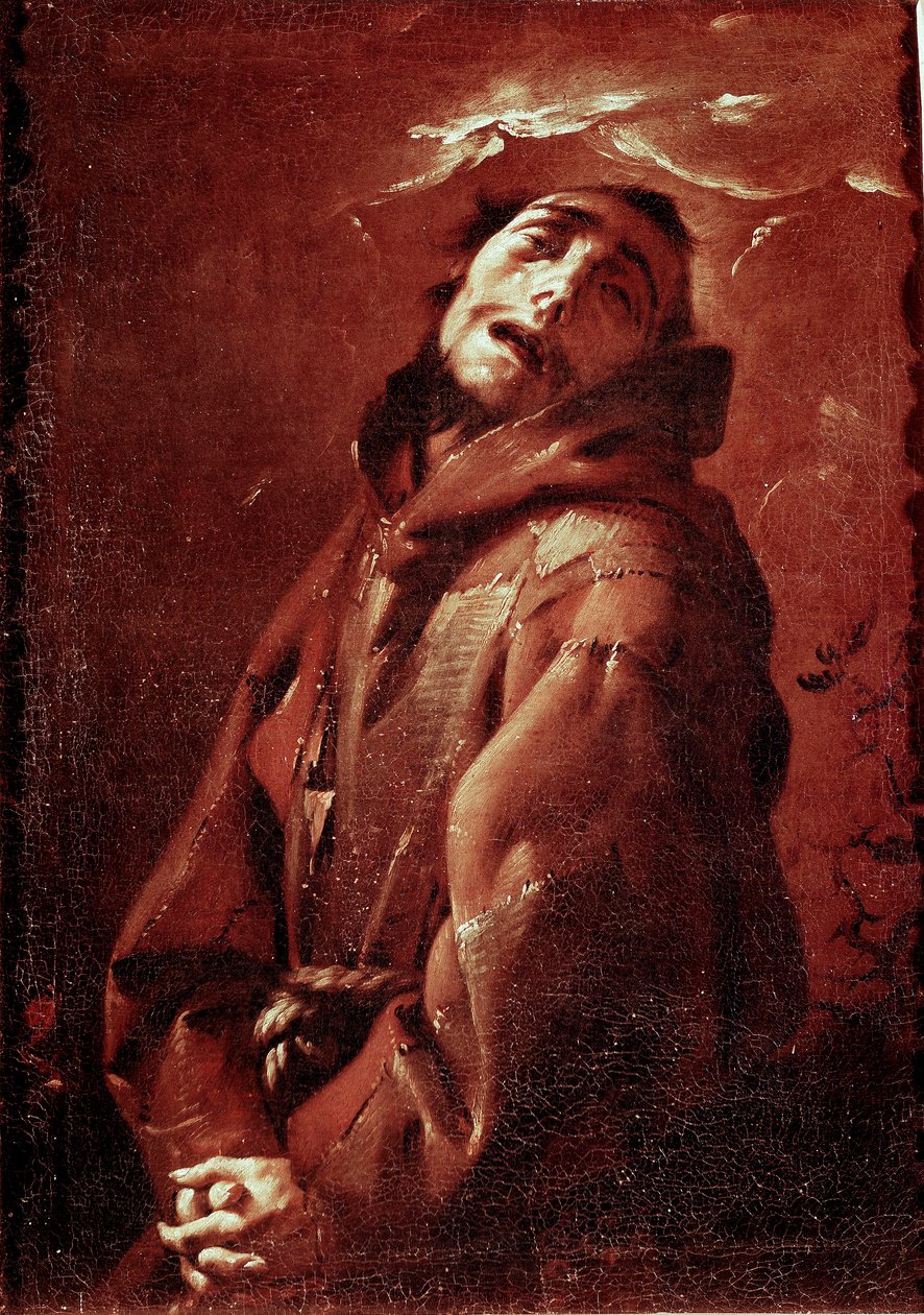 Svatý František z Assisi v extázi Malba Francesca del Cairo (1607-1665) 17. století ne. 74x53 cm Milán, Musei Civici del Castello Sforzesco od Francesco del Cairo