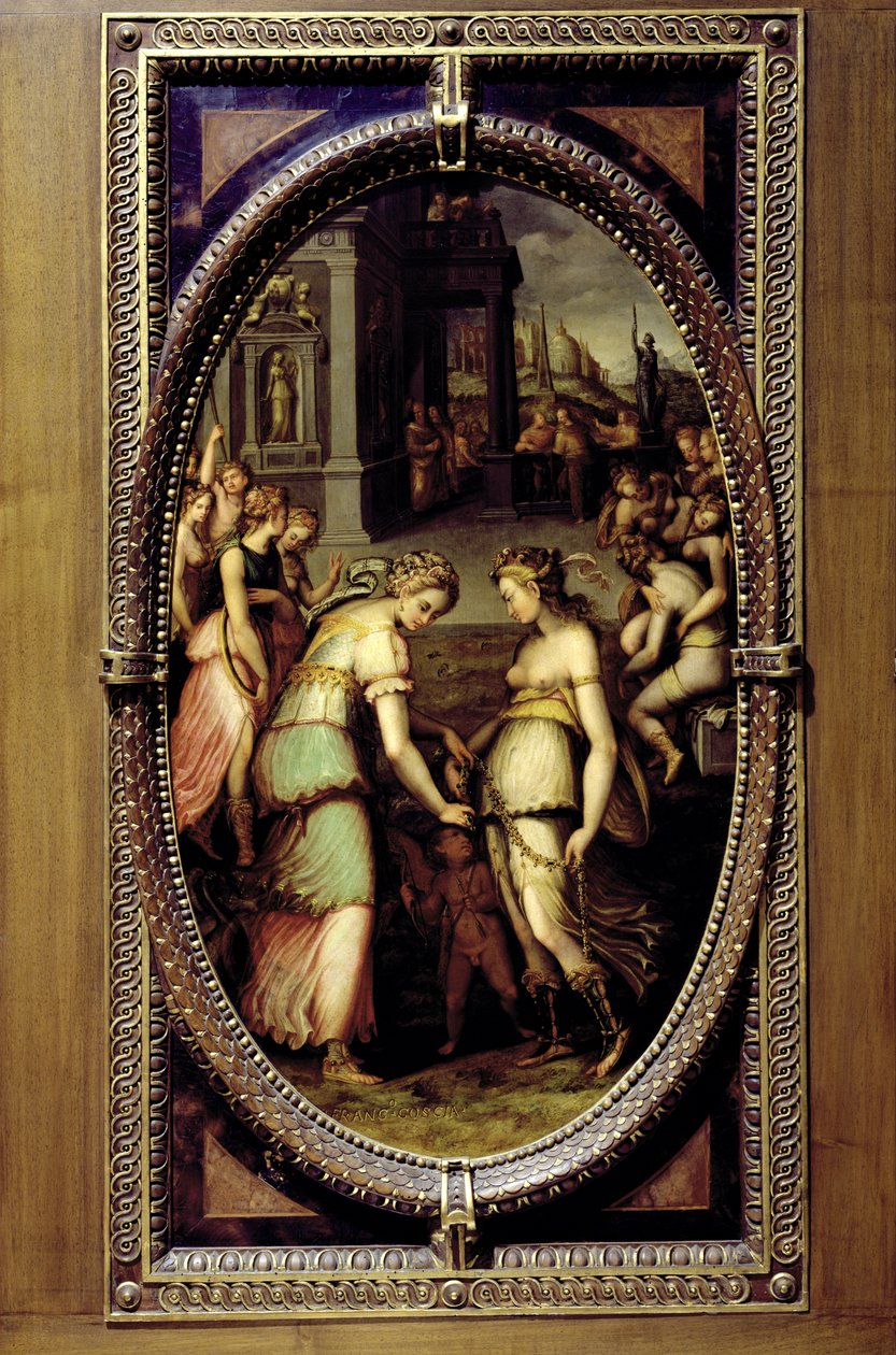 Juno si vypůjčila Venušin pás, 1572 (olej na břidlici) od Francesco del Coscia