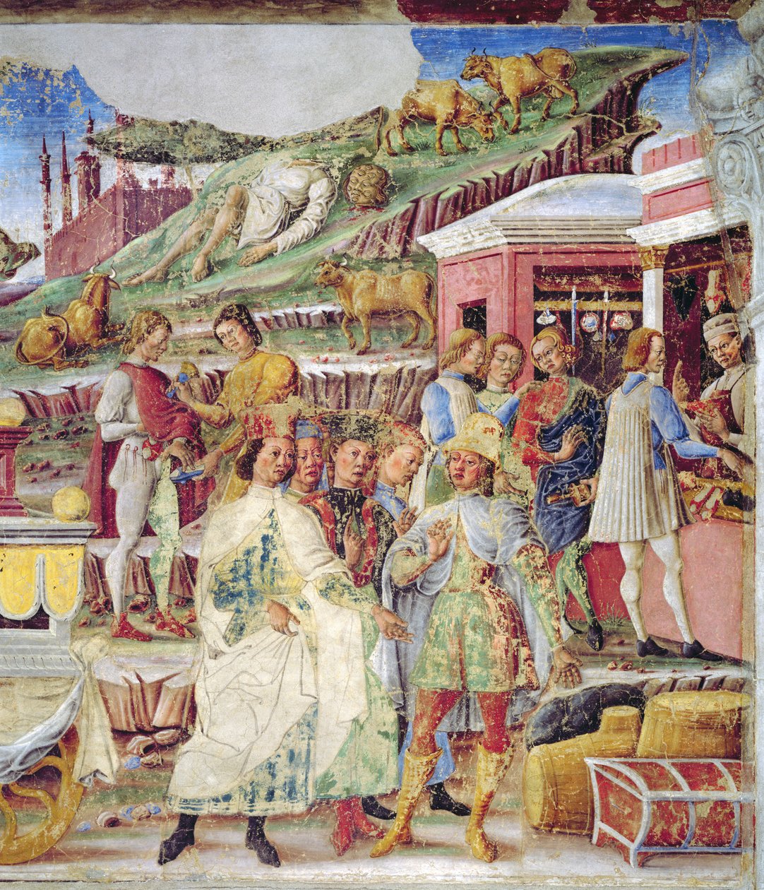 Triumf Merkura: Červen, z pokoje měsíců, cca 1467-70 (freska) (detail) od Francesco del Cossa