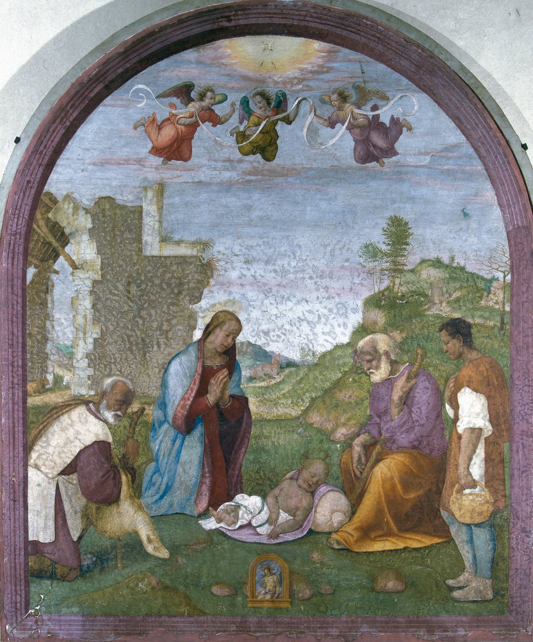 Klanění pastýřů (freska) od Francesco di Cristofano Franciabigio