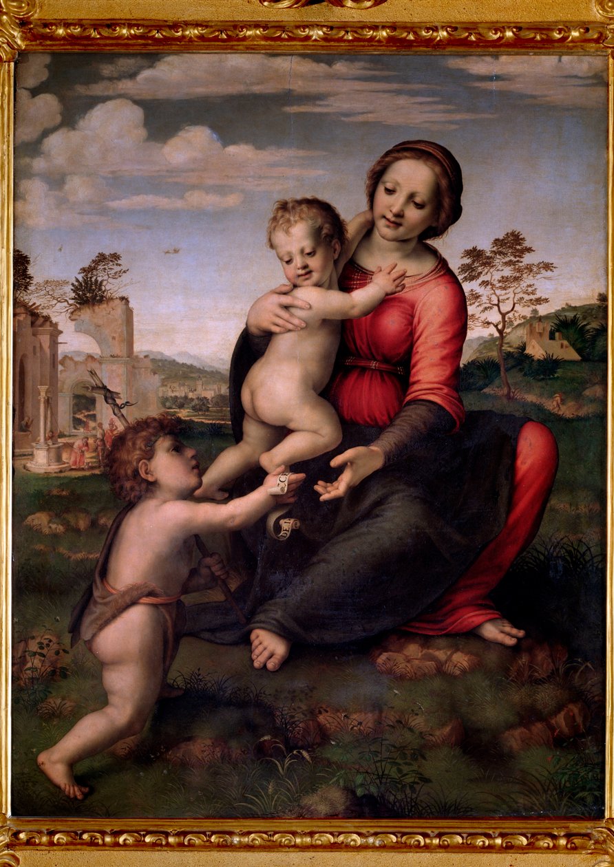 Panna s dítětem a svatý Jan Křtitel (obraz od Francesco di Cristofano Franciabigio