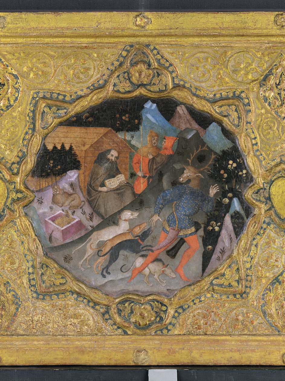 Detail z Příběhu Diany a Actaeona, se svatým Jeronýmem: kassonový panel od Francesco di Michele