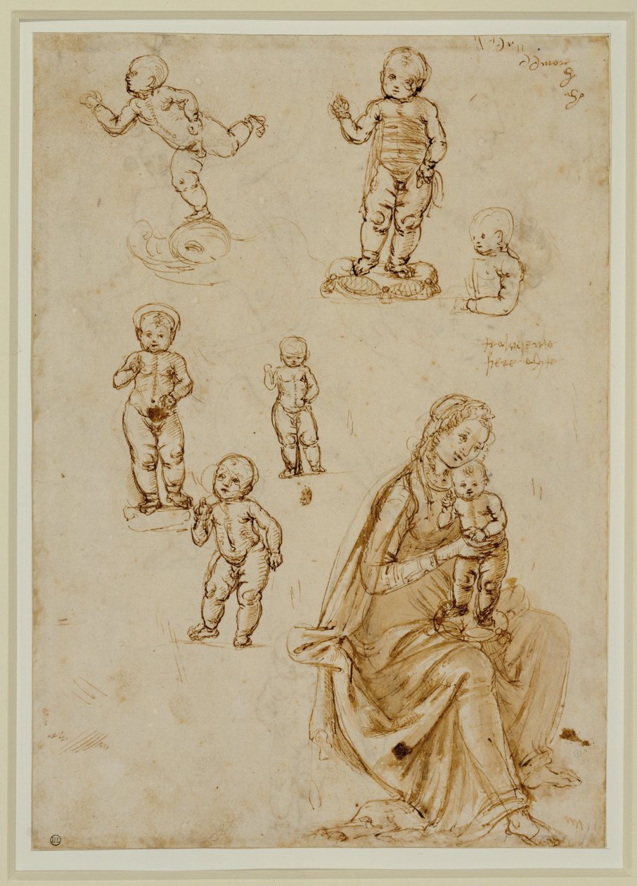 Šest dětí;Panna a dítě... od Francesco di Simone (attr. to)