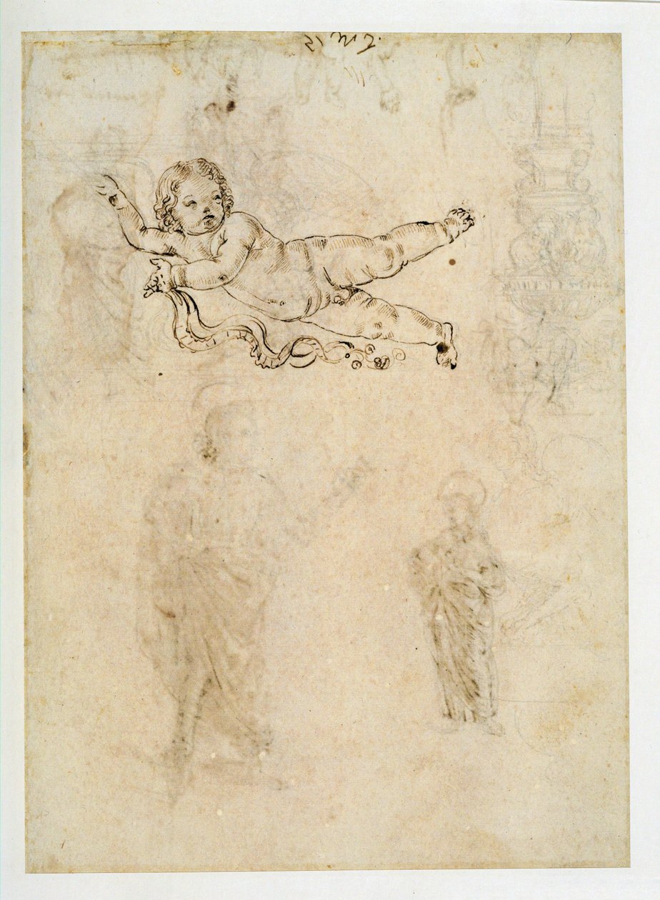 Studie dítěte;sochařský ornament;harpyje... od Francesco di Simone (attr. to)