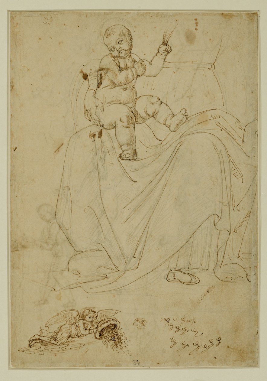 Ježíšek na kolenou Panny Marie... od Francesco di Simone (attr. to)