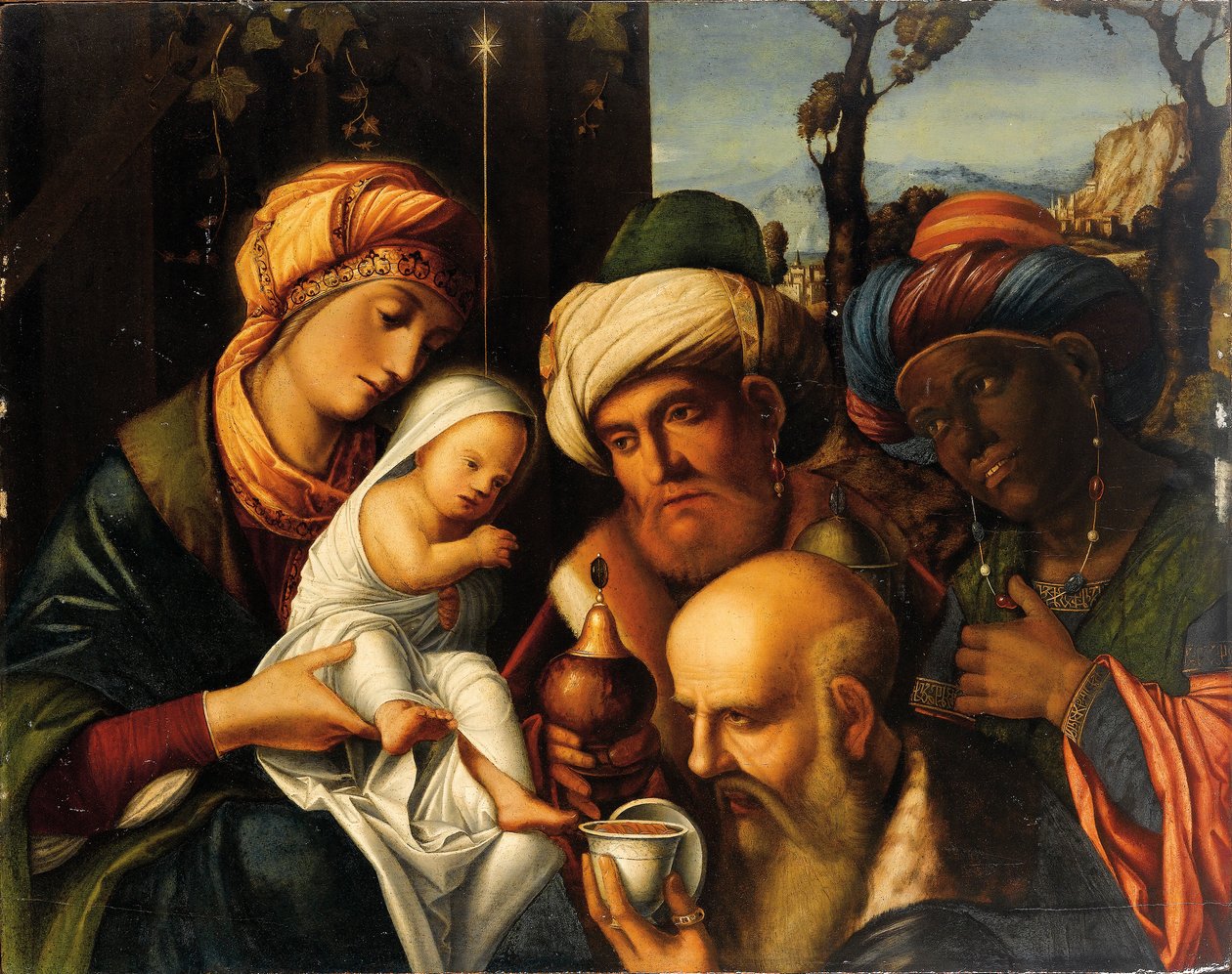 Klanění tří králů od Francesco di Simone da Santacroce