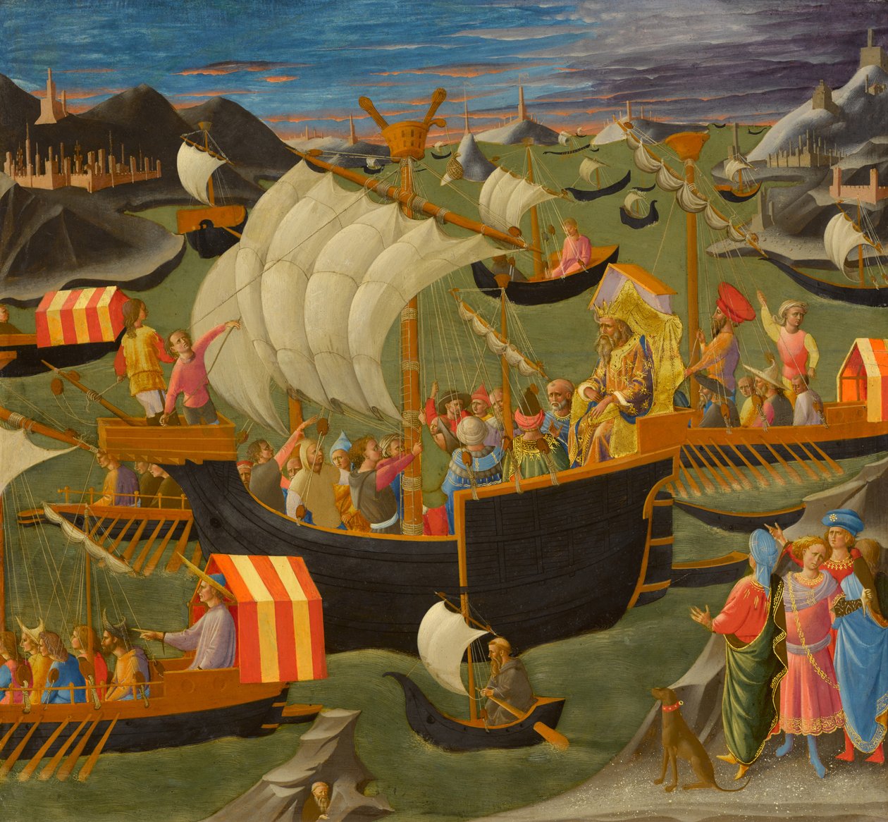 Král Melchior plující do Svaté země, kolem 1445-50 od Francesco di Stefano Pesellino