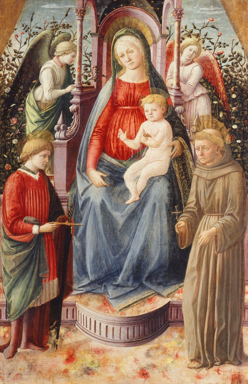 Madona s dítětem se svatými Juliánem a Františkem, od Francesco di Stefano Pesellino