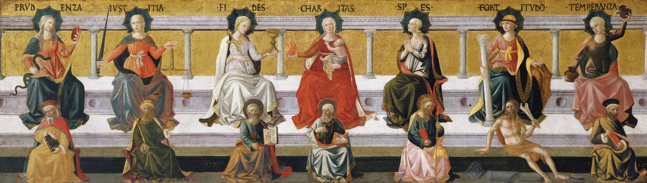 ""sedm ctností"" (obezřetnost, spravedlnost, víra, dobročinnost, naděje, síla, střídmost) Malba Francesca di Stefana Pesellina (1422-1457) cca 1450 Birmingham Museum of Art, Birmingham, Alabama Spojené státy ©DeAgostini/Leemage od Francesco di Stefano Pesellino