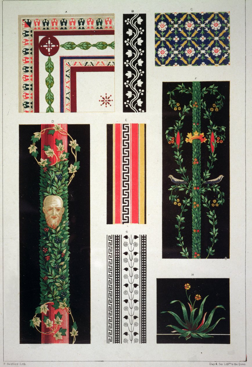 Pompejský ornament, z Cundallových příkladů ornamentu od Francis Bedford