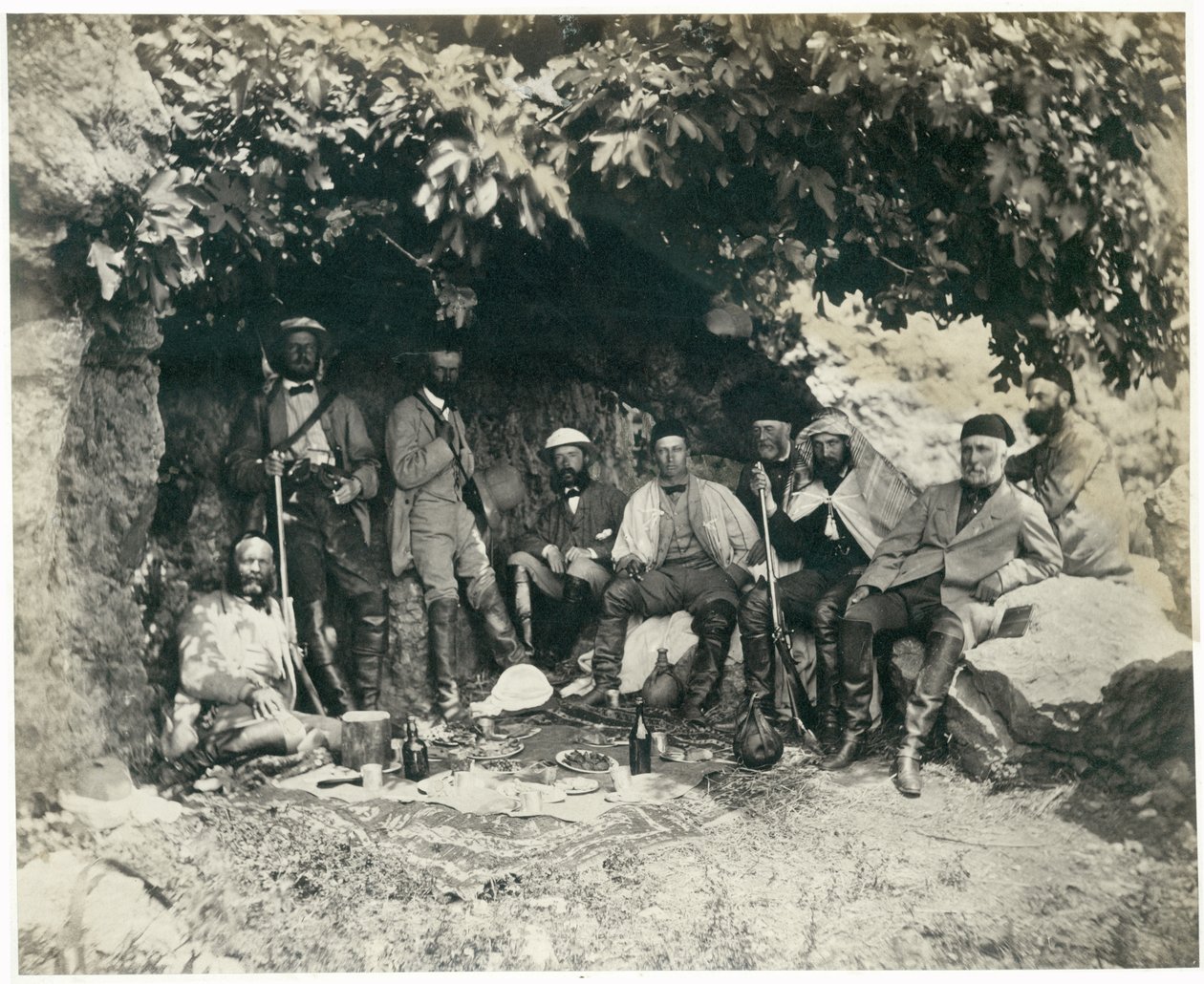 Večírek prince z Walesu v Ain-et-Tin (Khan Minyeh), 1862 od Francis Bedford