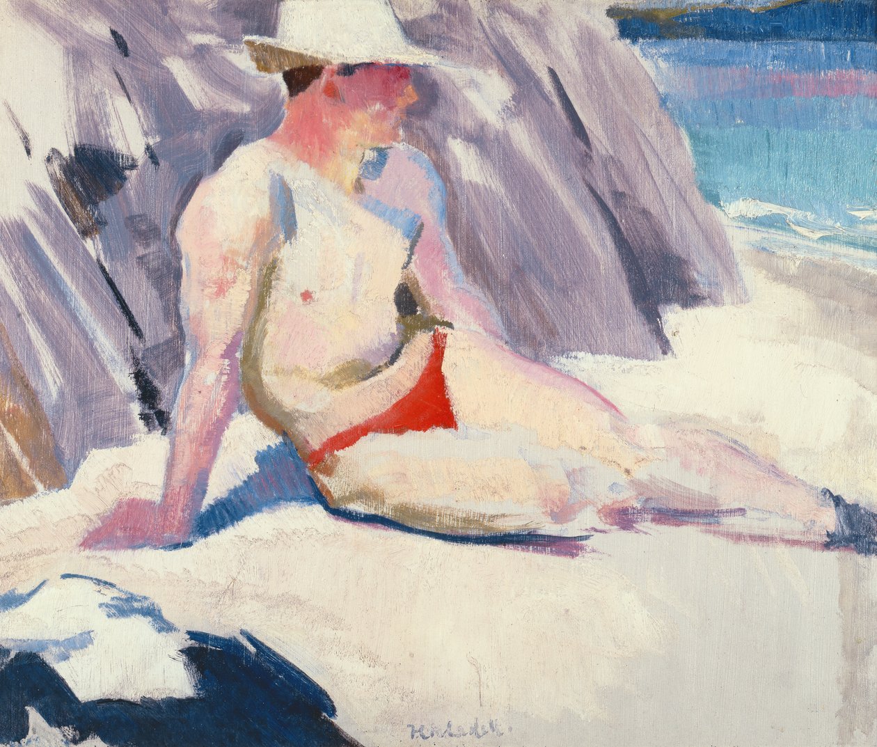 Opalovač na pláži, Iona, 1928 od Francis Campbell Boileau Cadell