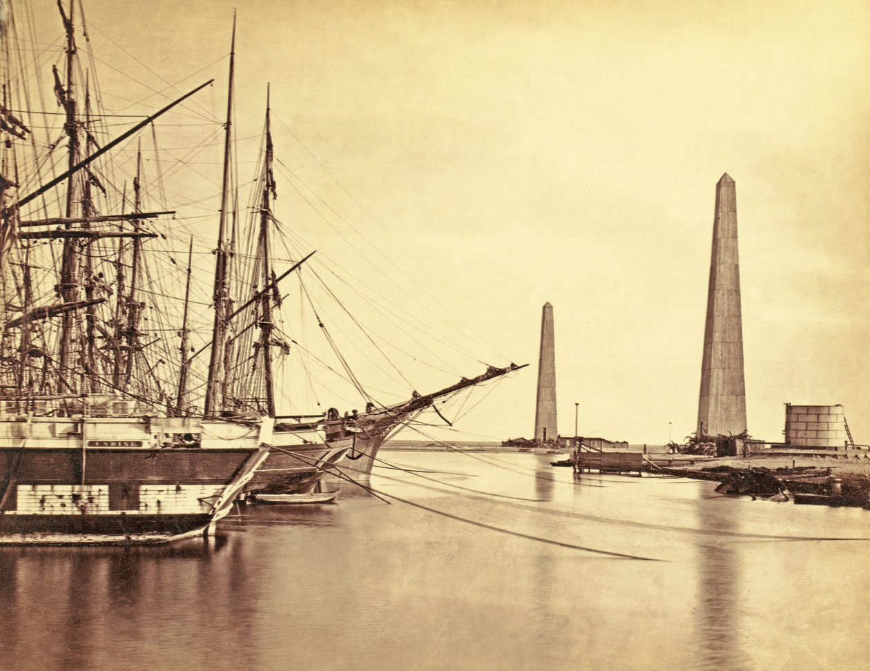Vstup do Suezského průplavu v Port Said, kolem roku 1856 (tisk alba) od Francis Frith