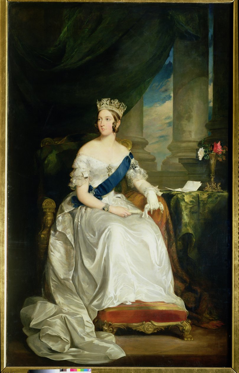 Královna Viktorie, 1843 (a detail 60267) od Francis Grant
