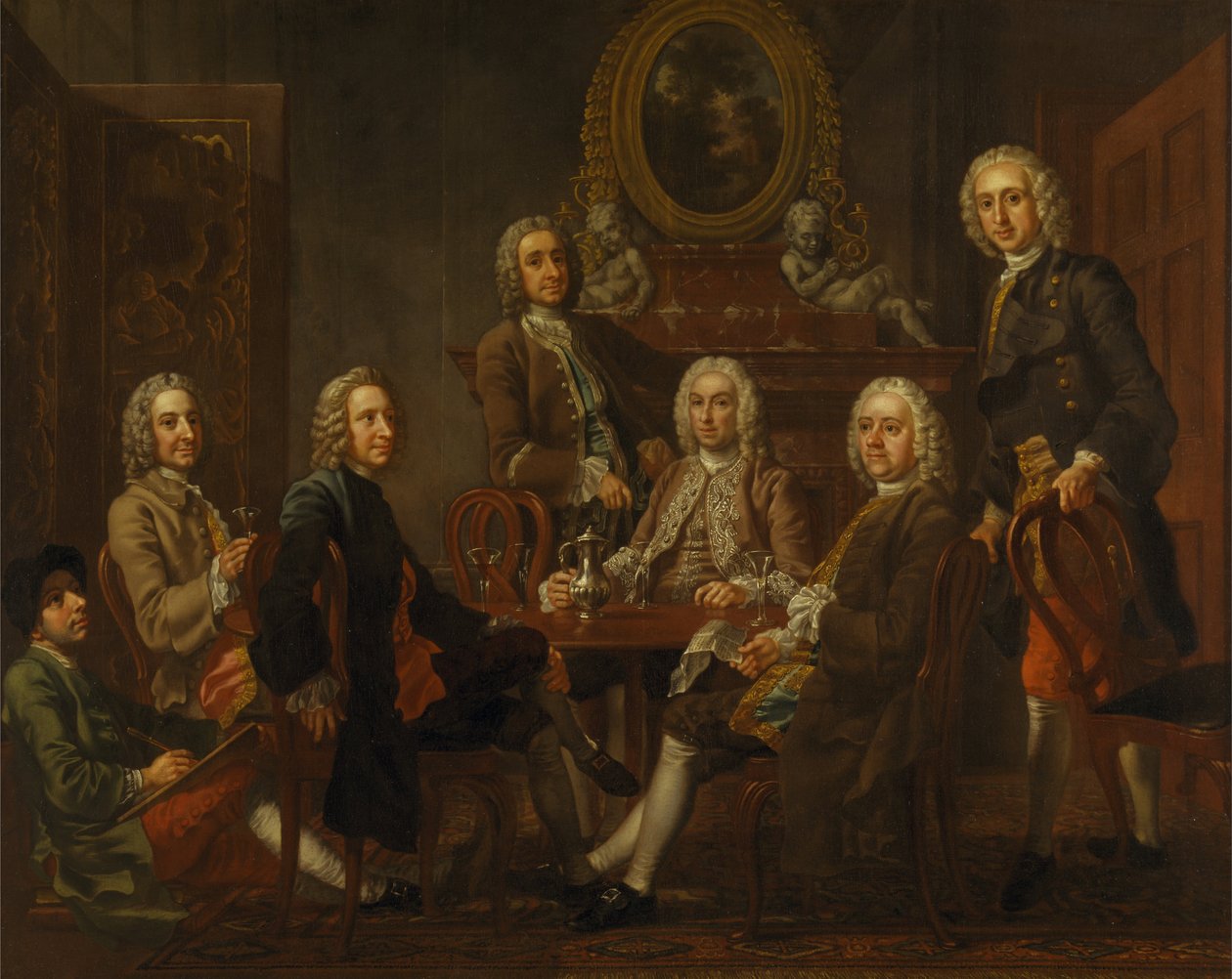 Portrét skupiny gentlemanů s umělcem od Francis Hayman