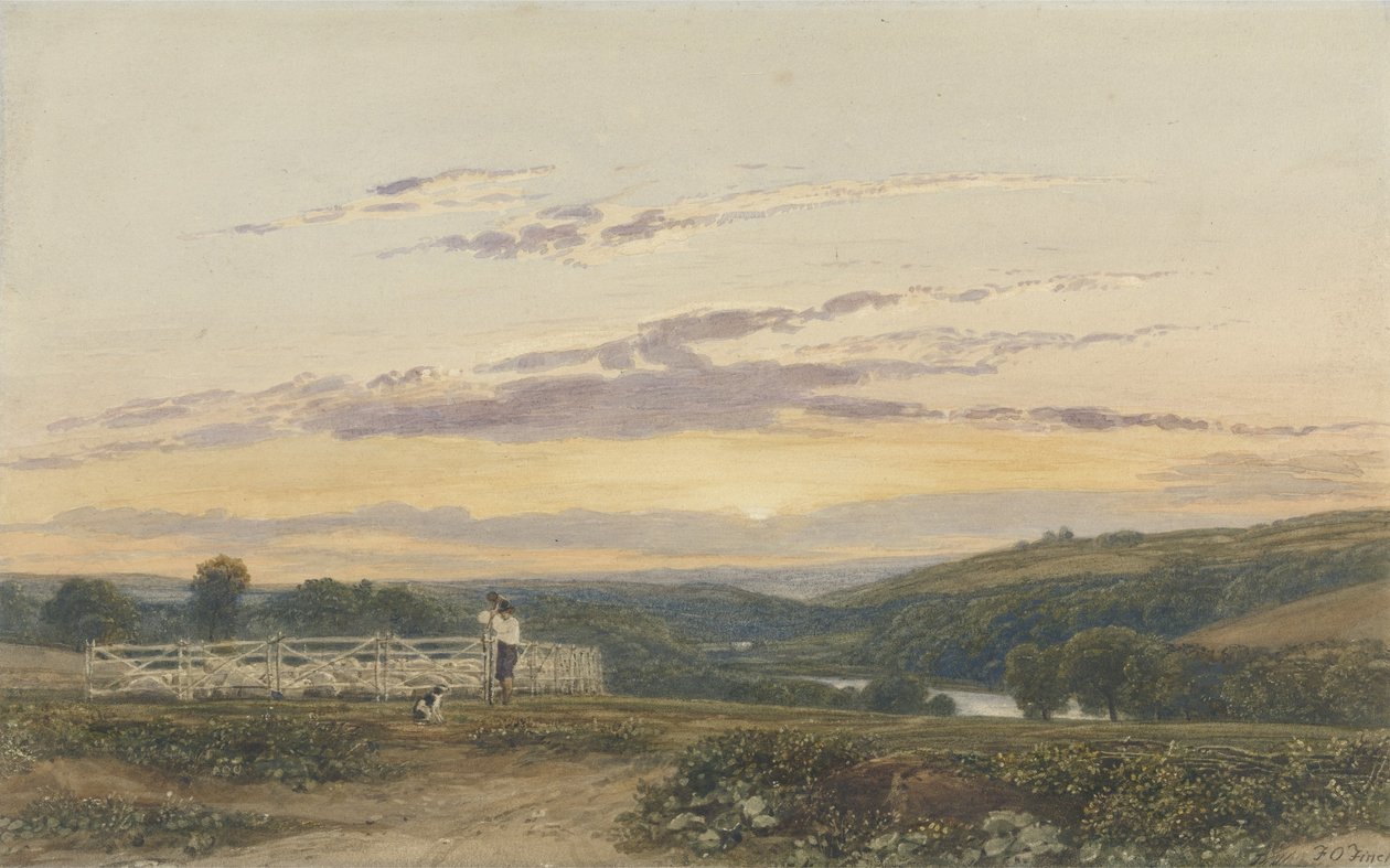 The Shepherd, Evening (wc nad grafitem na papíře) od Francis Oliver Finch