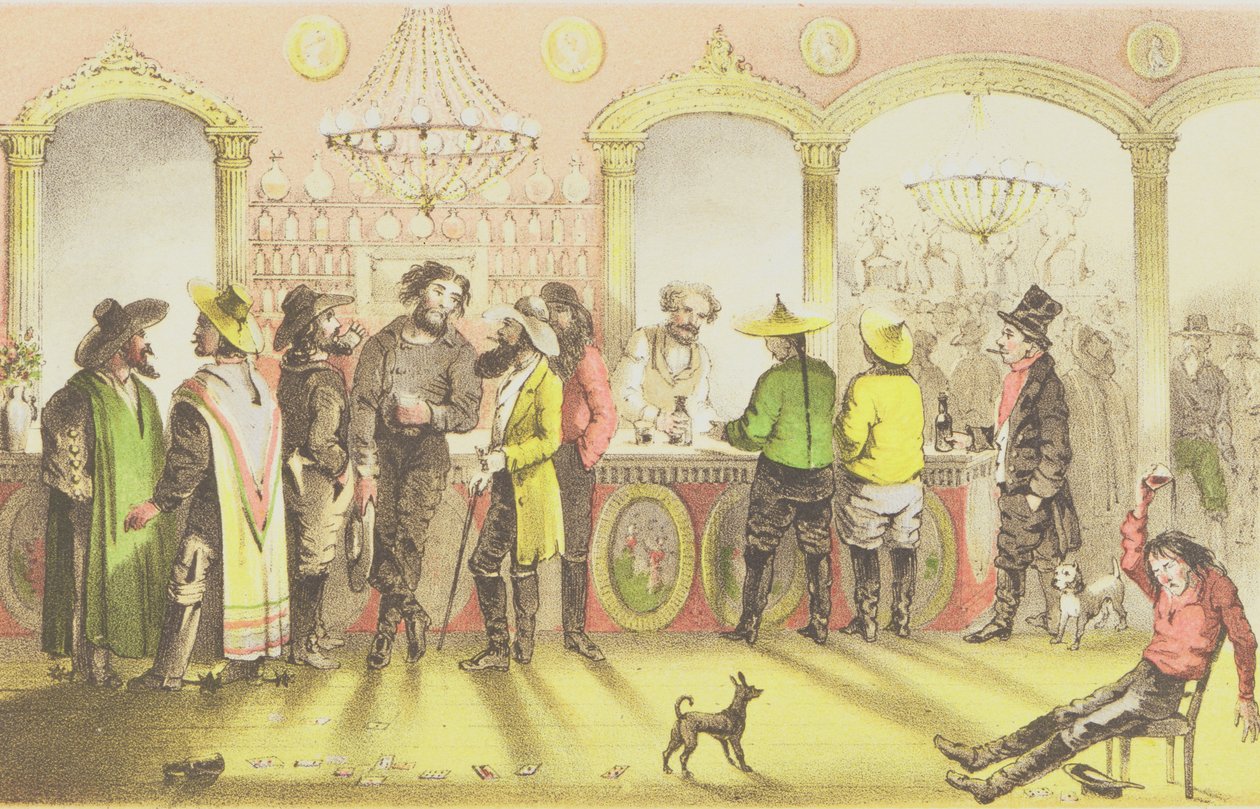 Bar of a Gambling Saloon, vyryl J. Brandard, 1855 od Francis Samuel Marryat