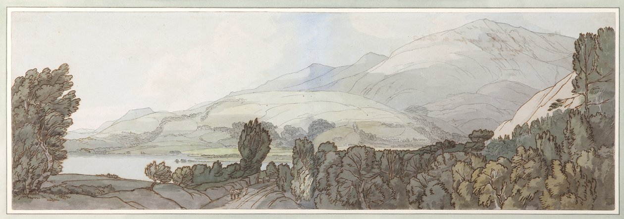 Lake of Coniston, 1786 (pero a inkoust s wc na papíře) od Francis Towne
