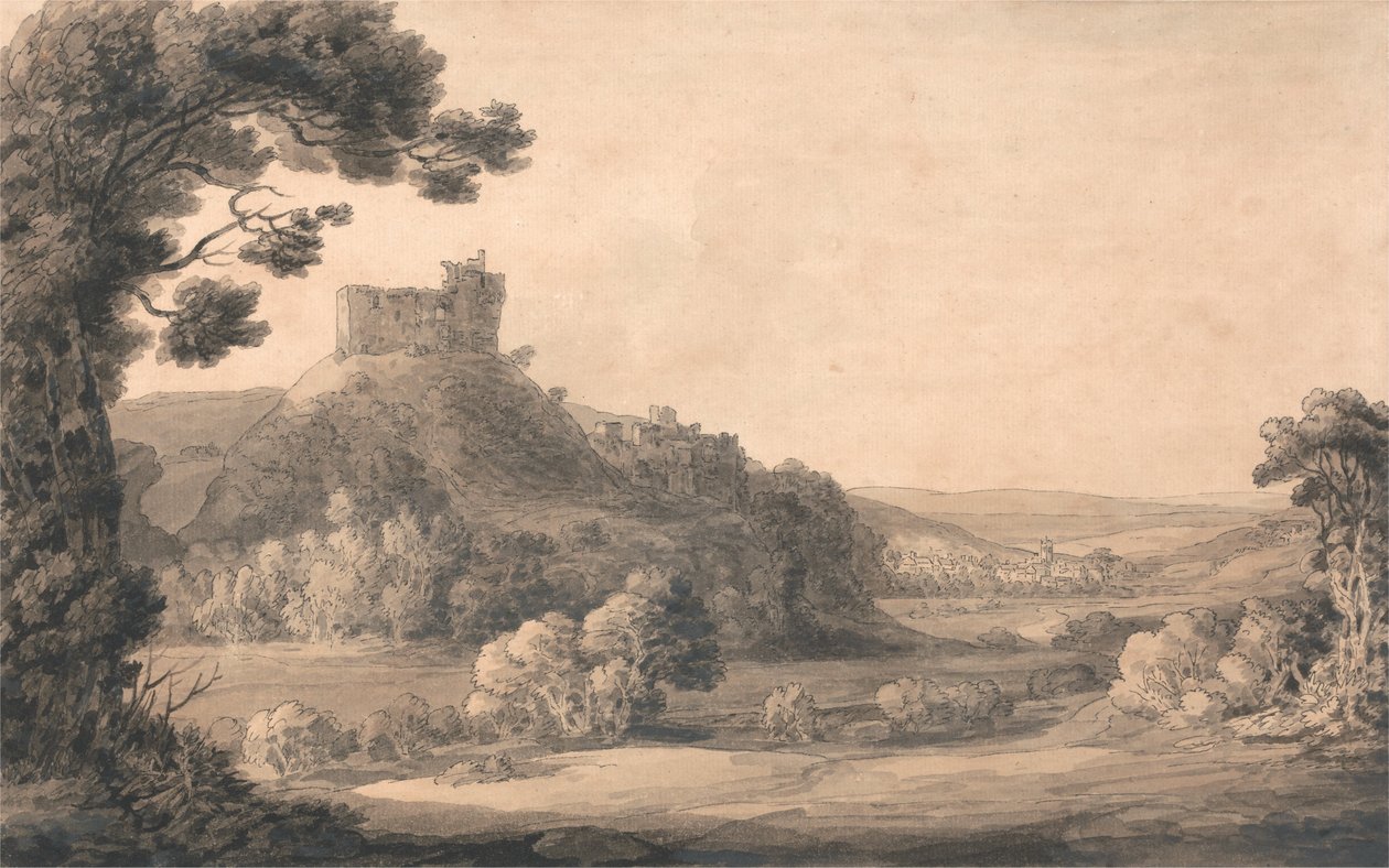 Hrad Okehampton od Francis Towne