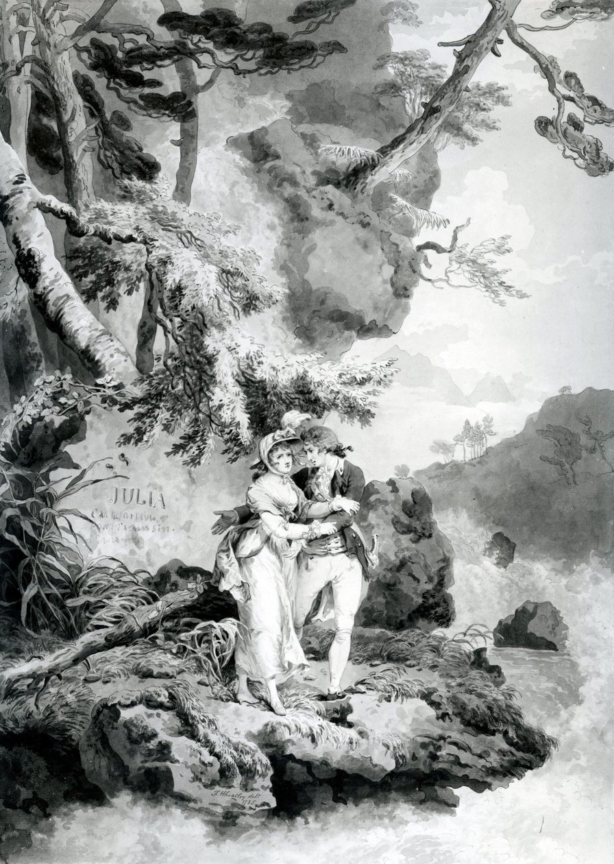St Preux a Julia, 1786 (pero a inkoust s wc) od Francis Wheatley