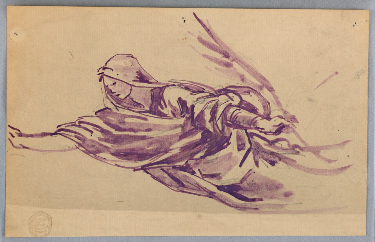 Studie přehozené postavy s dlaní od Francis Augustus Lathrop