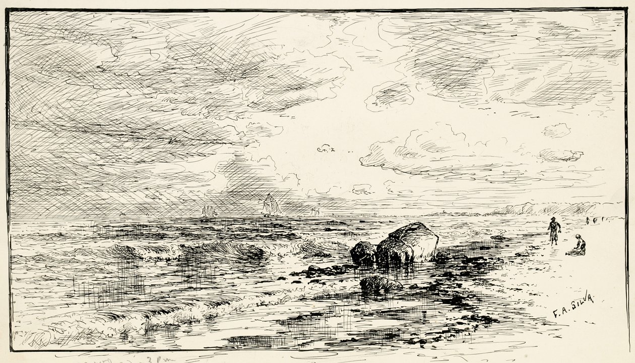 Pláž poblíž Point Judith, Rhode Island od Francis Augustus Silva