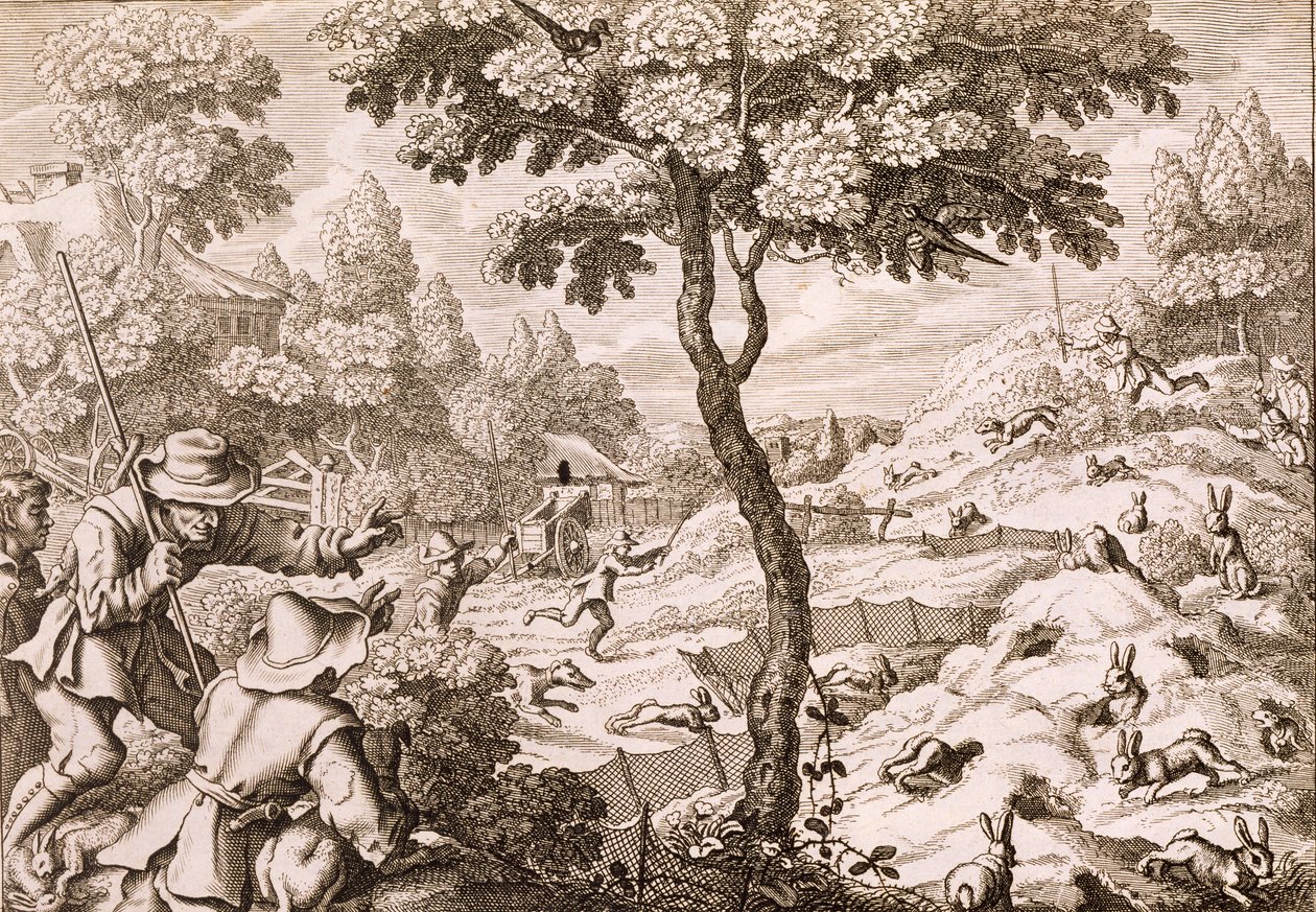 Cony Catching, ryl Wenceslaus Hollar, 1671 od Francis Barlow
