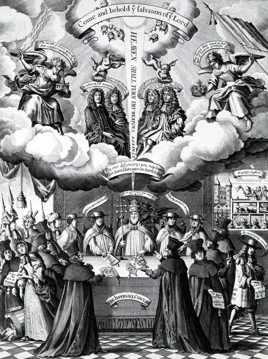 The Happy Instruments of Englands Preservation, publikoval Benjamin Combe po Francis Barlow, duben 1681 od Francis Barlow