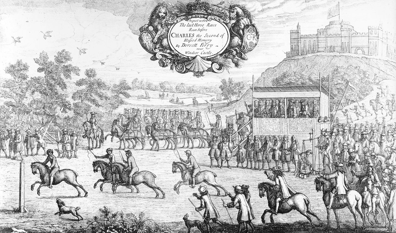 The Last Horse Race běží před Charlesem Second of Blessed Memory od Dorsett Ferry, poblíž hradu Windsor, 24. srpna 1684, 1687 od Francis Barlow
