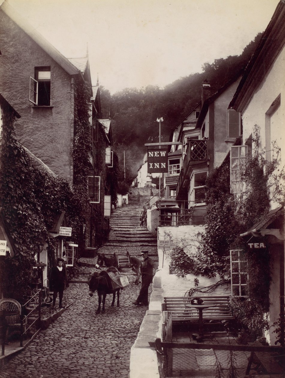 Clovelly, The New Inn and Street, 70. léta 19. století. od Francis Bedford