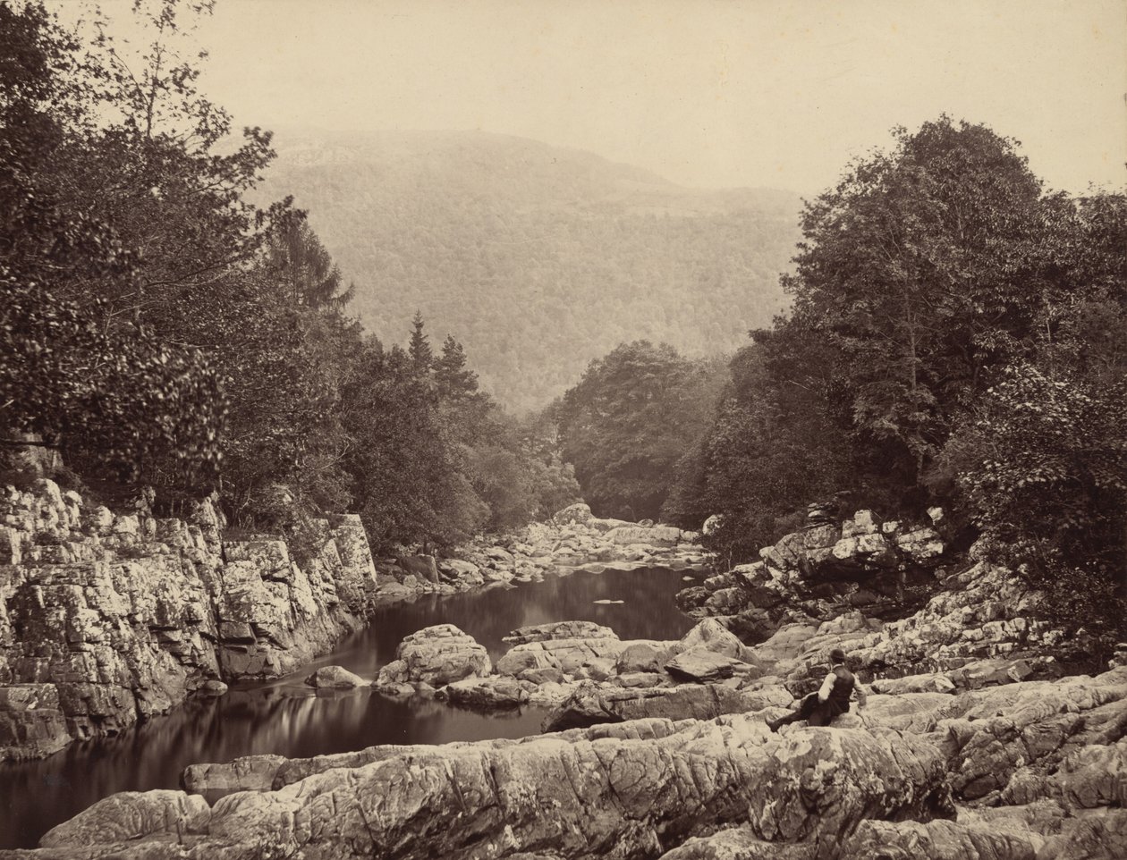 Na řece Llugwy, u hornického mostu, Betws-y-Coed, 1860 (foto) od Francis Bedford