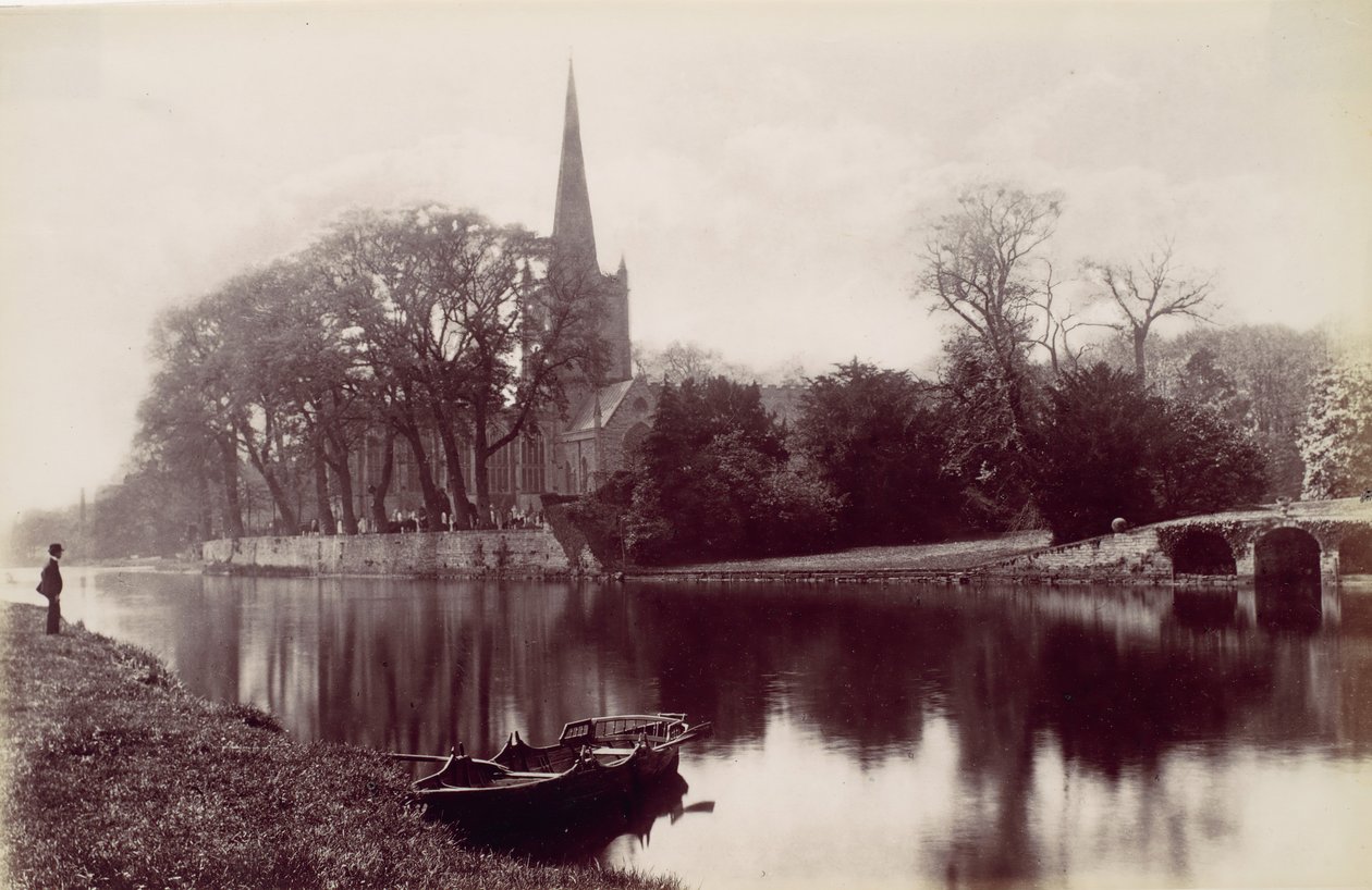 Kostel Stratford-on-Avon, z Avon, 1870s. od Francis Bedford