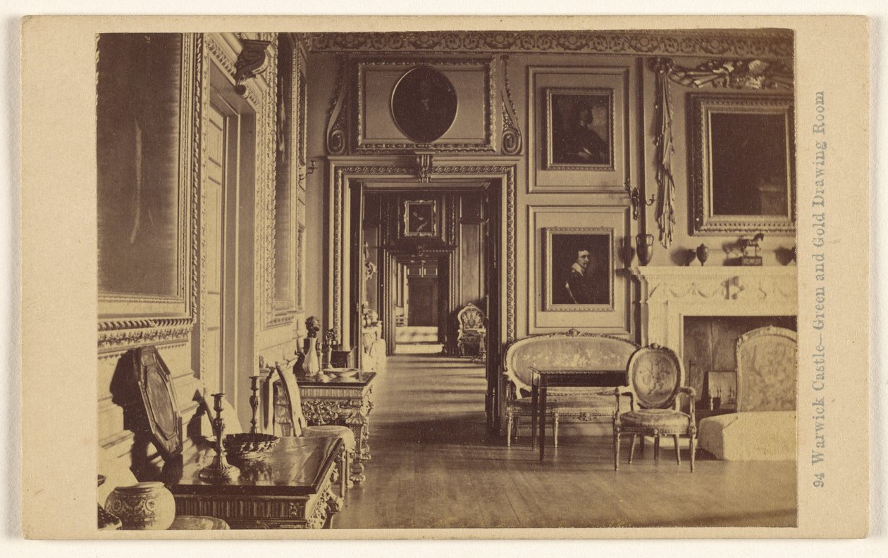 Hrad Warwick - Zelený a zlatý salon od Francis Bedford