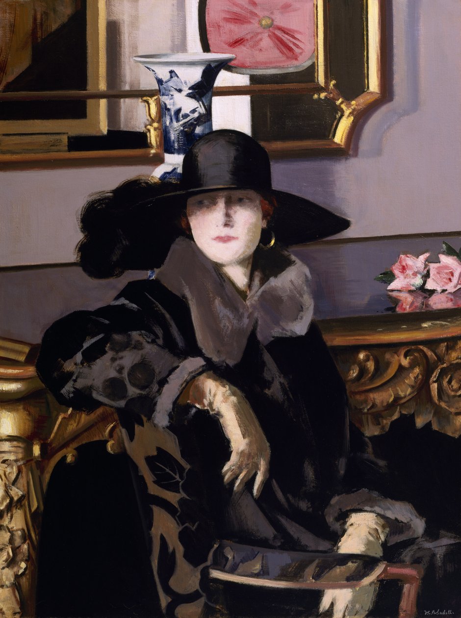 Dáma v černém (olej na plátně) od Francis Campbell Boileau Cadell
