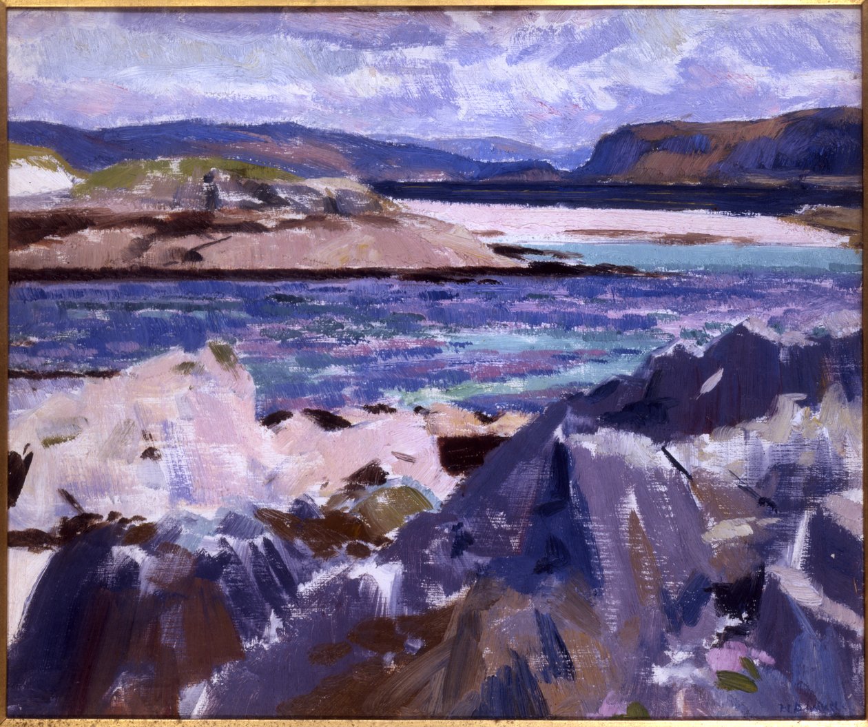 Eilean Annraidh ze severního konce, Iona, při pohledu na Mull (olej na plátně) od Francis Campbell Boileau Cadell