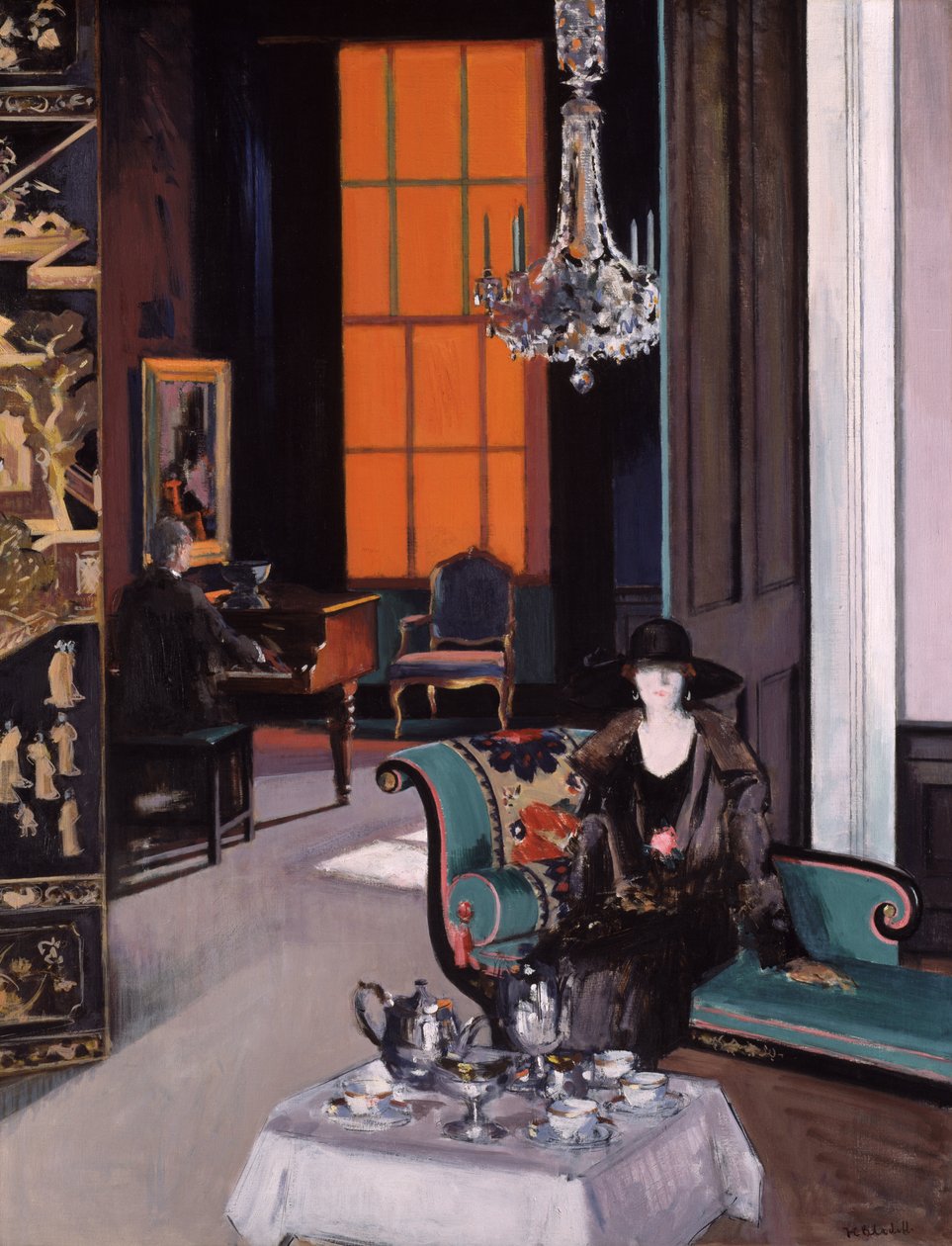 Interiér: The Orange Blind, cca 1928 (olej na plátně) od Francis Campbell Boileau Cadell