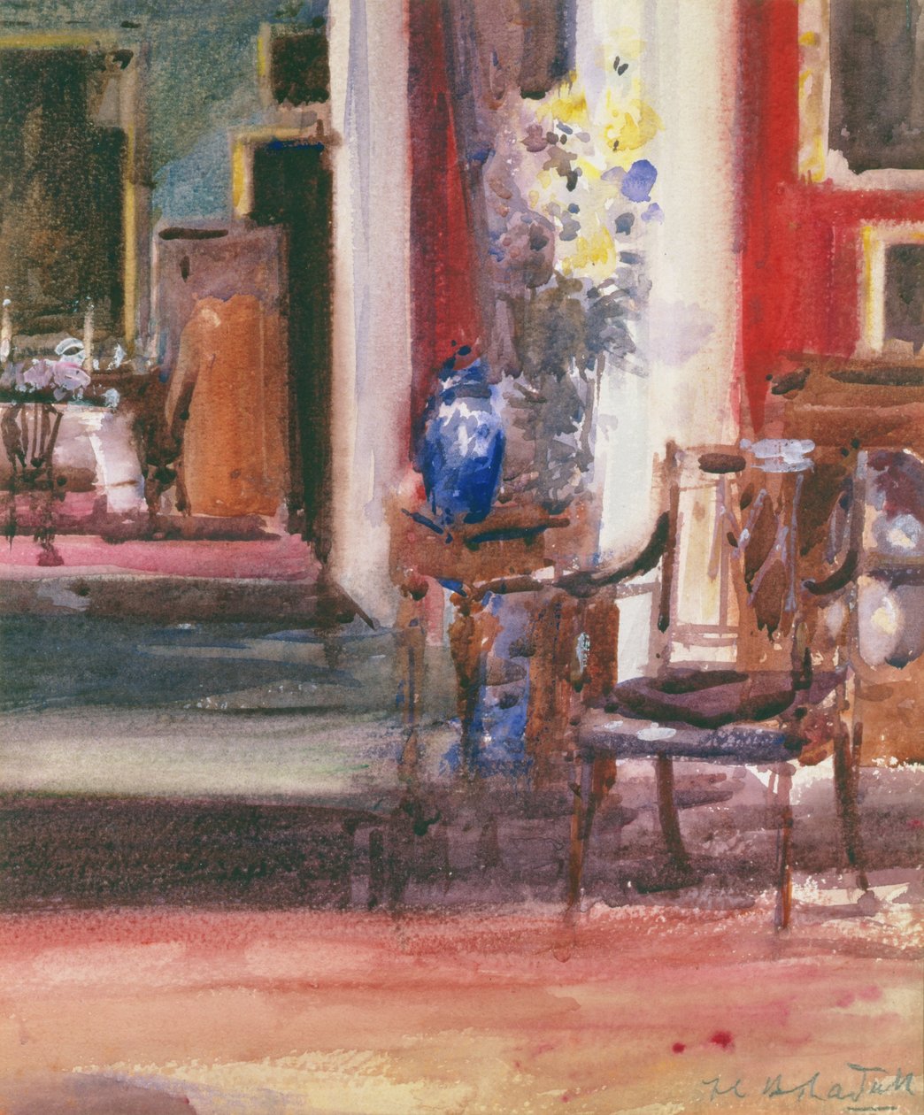 Interiér Artists House, Ainslie Place, Edinburgh (wc na papíře) od Francis Campbell Boileau Cadell
