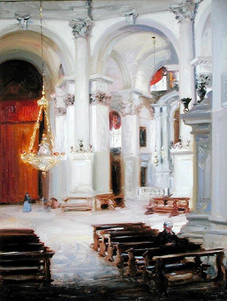 Interiér Salute, Benátky (olej na plátně) od Francis Campbell Boileau Cadell
