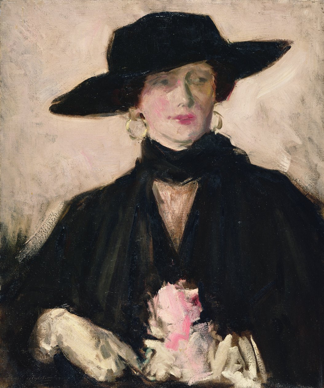 Dáma v černém klobouku (olej na plátně) od Francis Campbell Boileau Cadell