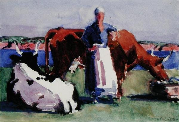 Milkmaid, Iona (akvarel na papíře) od Francis Campbell Boileau Cadell