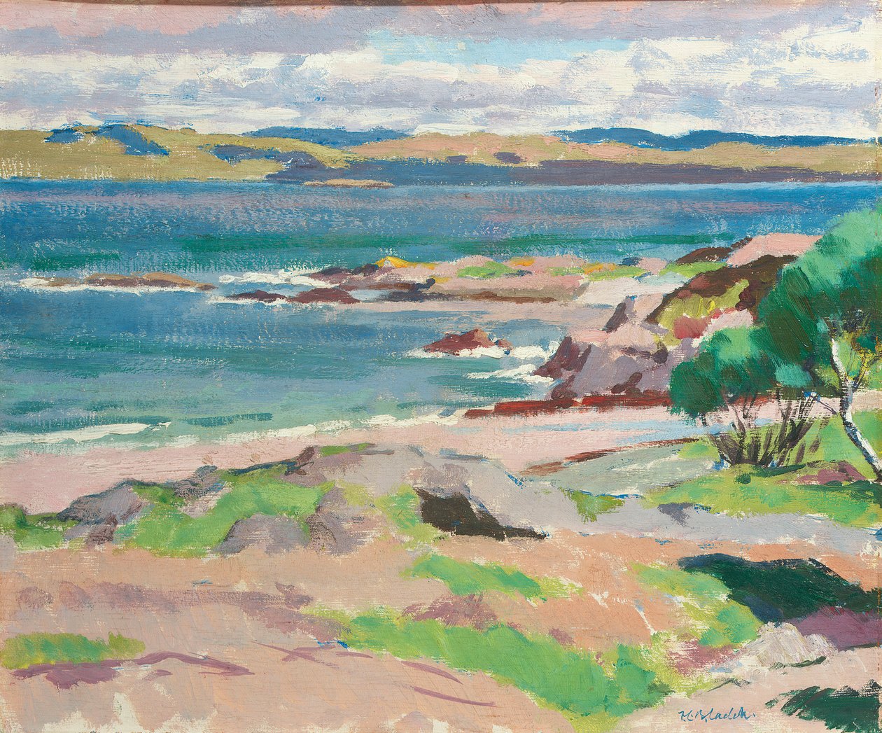 Ross of Mull z Traigh Mhor, Iona (olej na palubě) od Francis Campbell Boileau Cadell