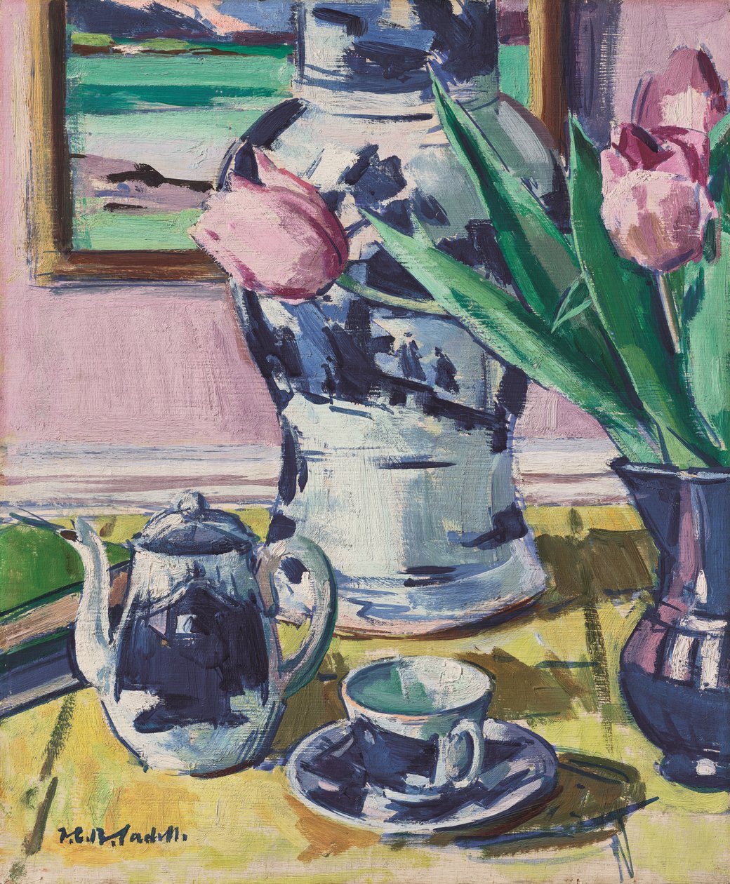 Zátiší s tulipány a Ionou od Francis Campbell Boileau Cadell