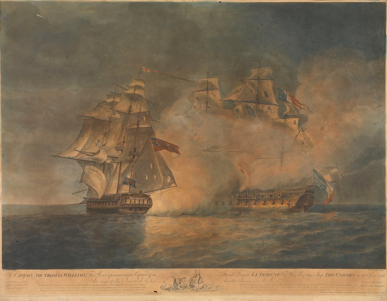 Zajetí lodi "La Tribune" lodí HMS "Unicorn", 8. června 1796 od Francis Chesham