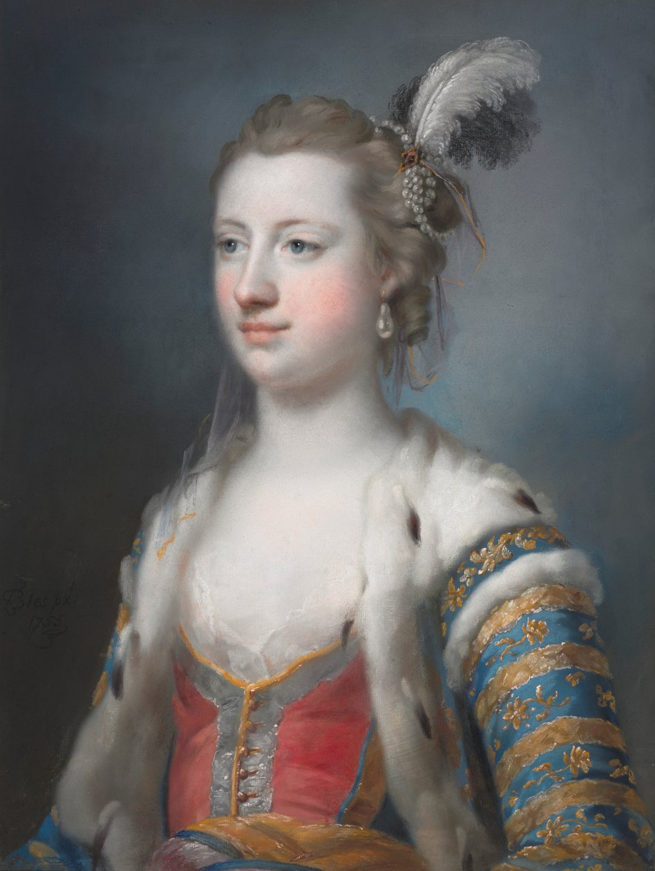 The Right Honorable Lady Mary Radcliffe 1732-1798, manželka Francise Eyre, Esq., 1755. od Francis Cotes