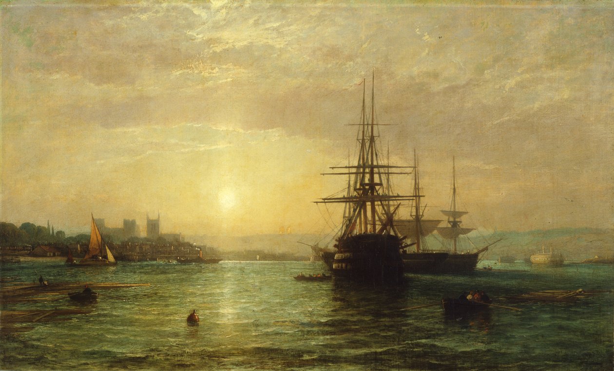 Pohled na řeku Medway za soumraku (olej na plátně) od Francis Danby