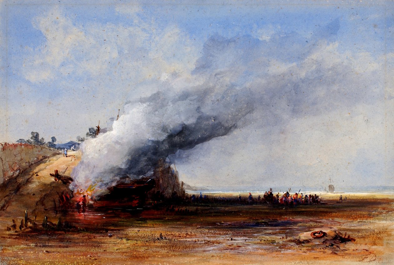 Spálení staré lodi, 19. století. od Francis Danby