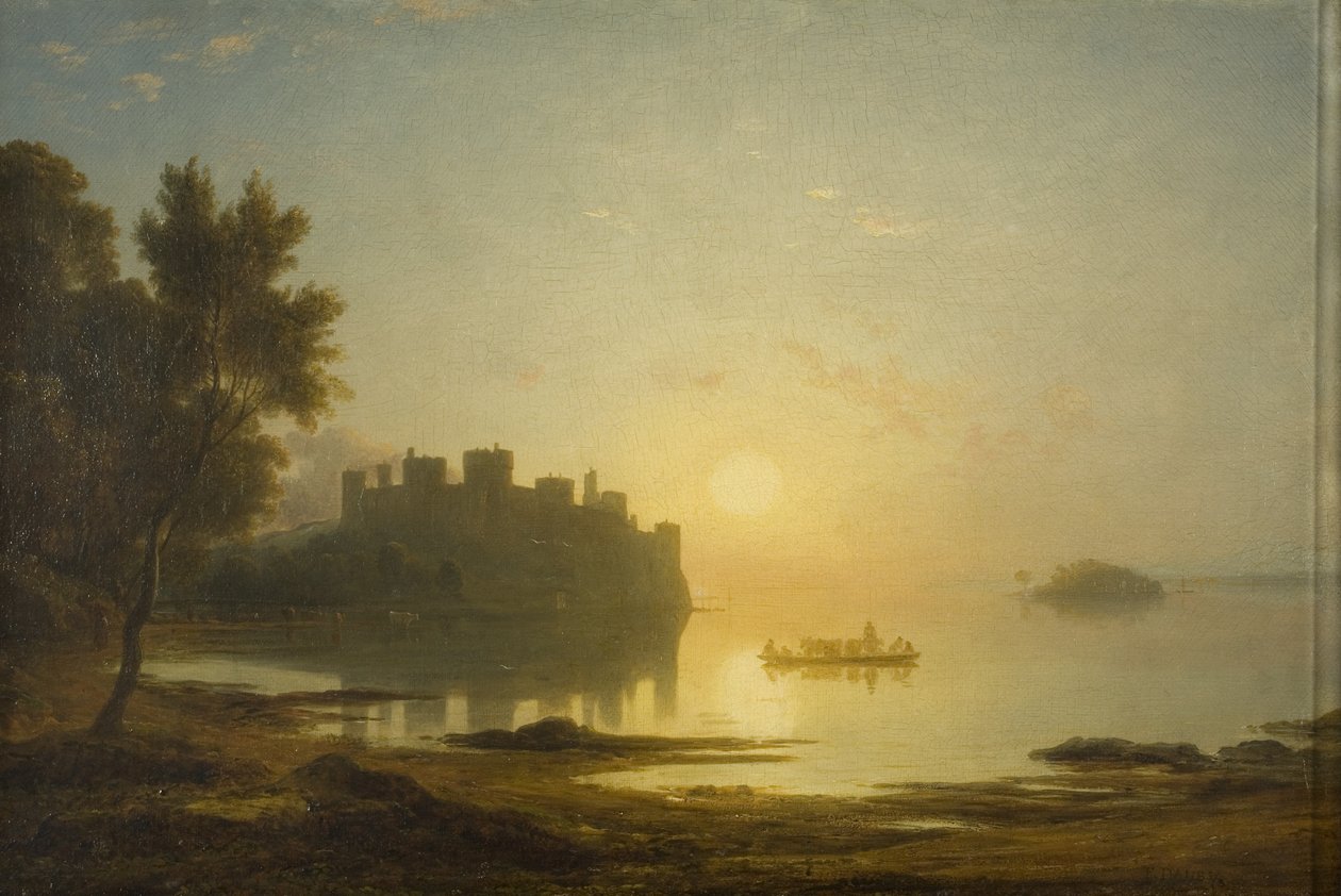 Hrad Conway, kolem roku 1825 (olej na plátně) od Francis Danby