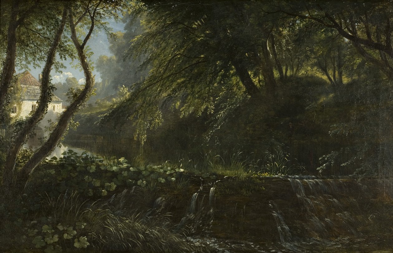 River Scene with Weir and Mill, c.1823 od Francis Danby