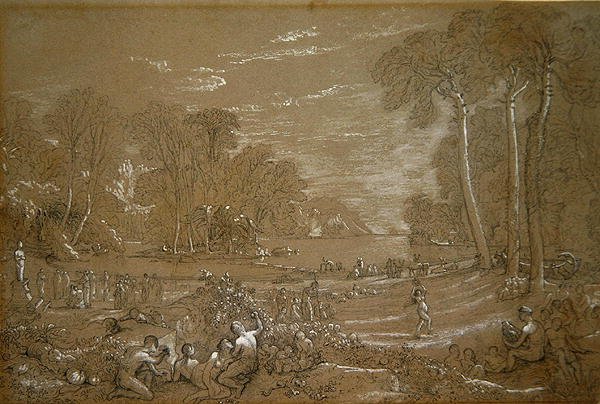Studie ke Zlatému věku (tužka a křída na papíře) od Francis Danby
